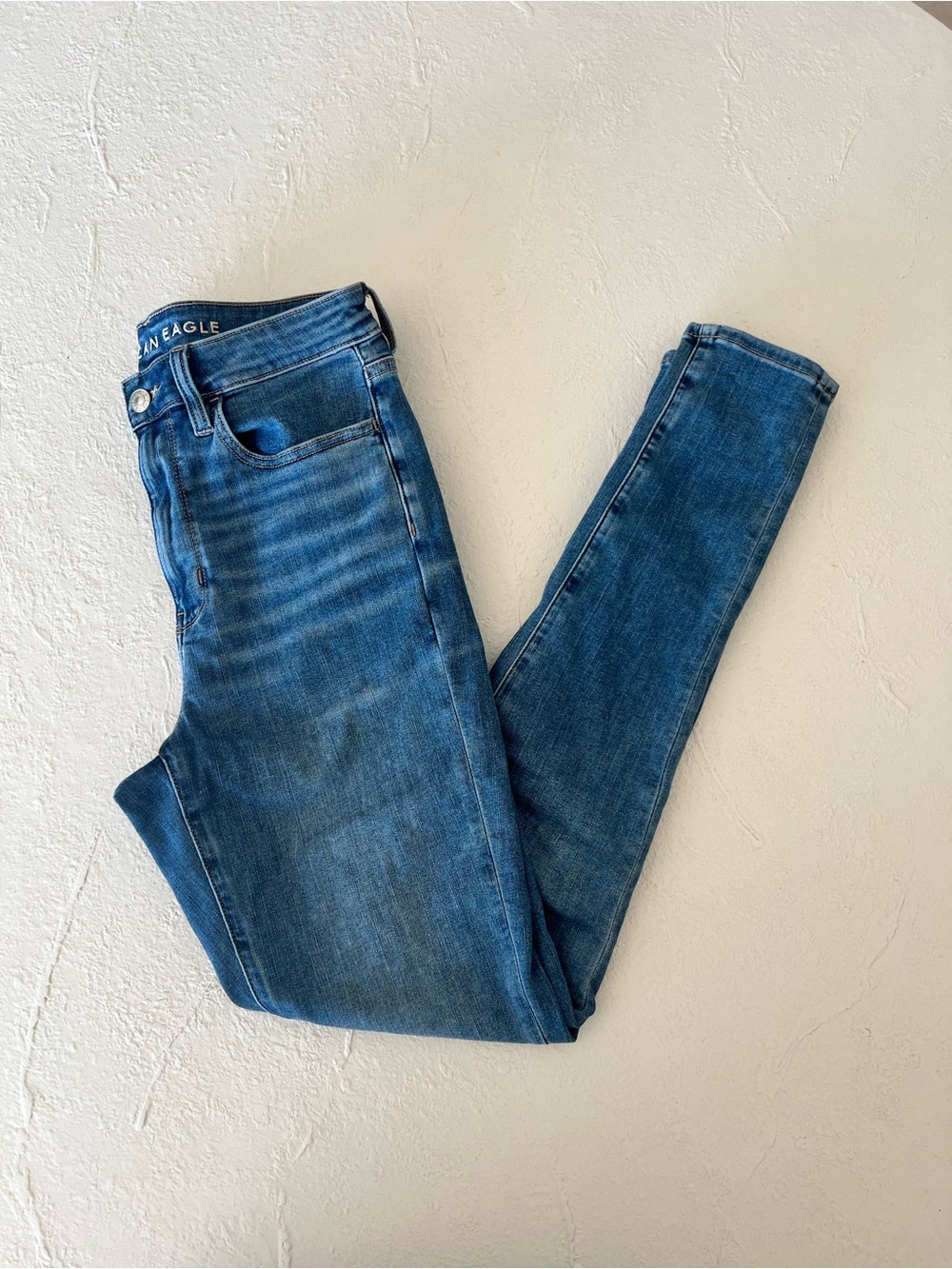 American Eagle Super High Rise Medium Wash Jeggings SZ 8